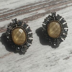Elegant Gold and Silver Stud Earrings – Vintage Style Rhinestone Costume Jewelry
